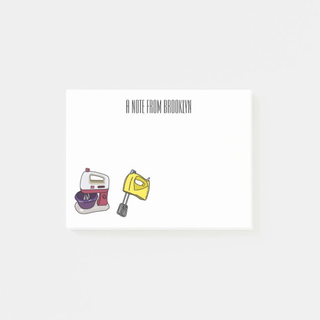 Mixer cartoon illustration  post-it notes (Front)