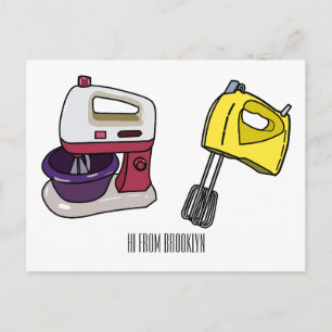 Mixer cartoon illustration  postcard