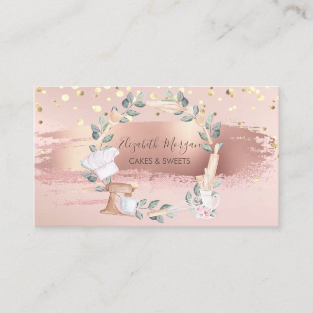 Mixer Flower,Confetti,Leaves,Brush Stroke   Business Card (Front)