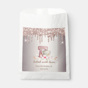 Mixer Flowers Rose Gold Glitter Drips Bakery Favour Bag