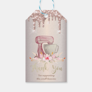 Mixer Flowers Rose Gold Glitter Drips Bakery   Gift Tags