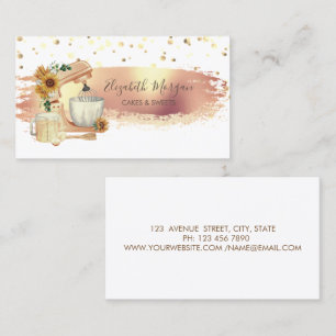 Mixer Sunflowers,Gold Dots, Brush Stroke   Business Card