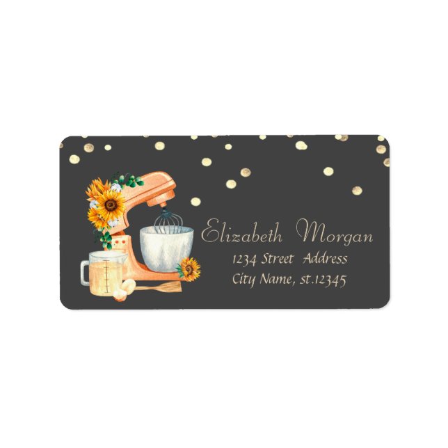 Mixer Sunflowers Gold Foil Confetti  Label (Front)