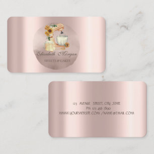 Mixer Sunflowers Rose Gold Circle Business Card