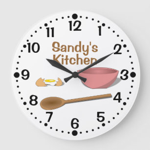 Mixing Bowl and Spoon Kitchen Clock w/ Minutes