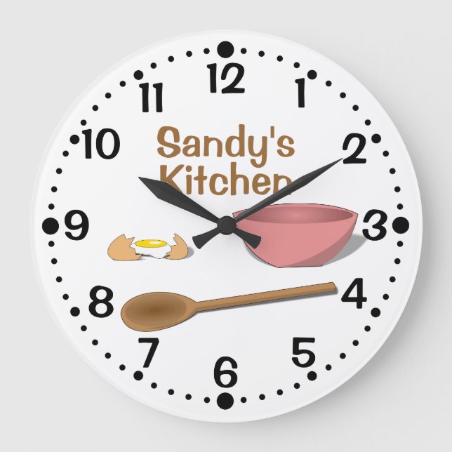 Mixing Bowl and Spoon Kitchen Clock w/ Minutes (Front)