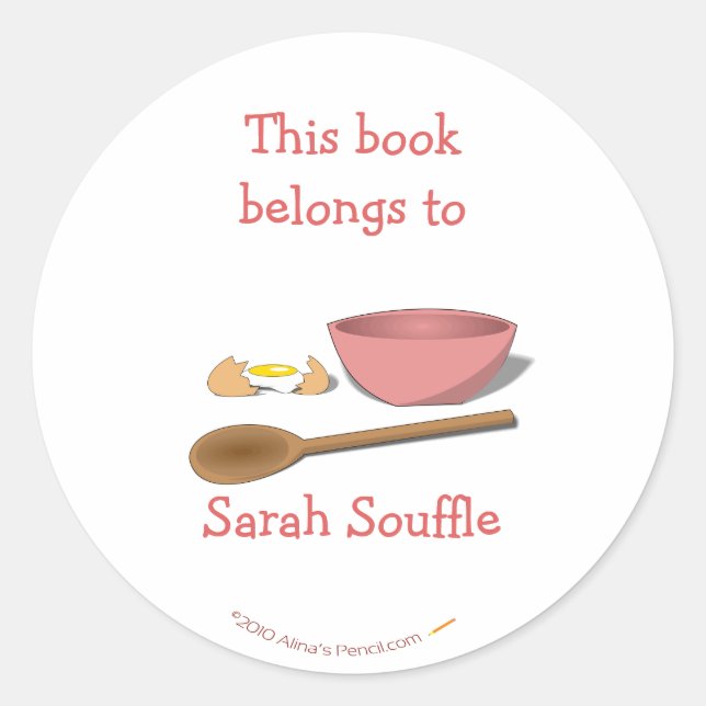 Mixing Bowl Customised Cookbook Bookplate Sticker (Front)