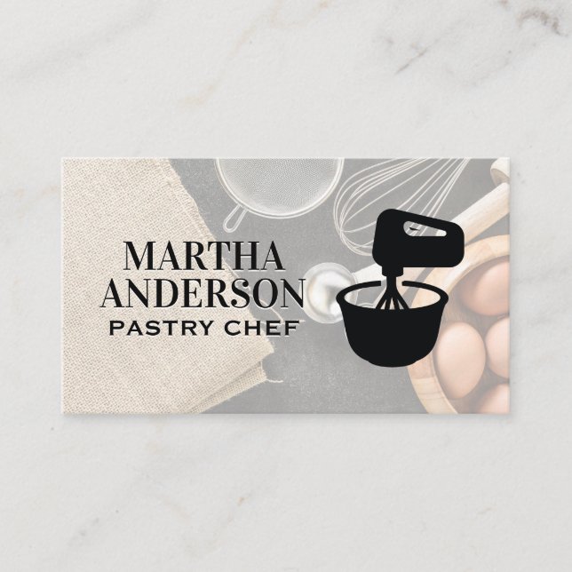 Mixing Bowl Icon | Baking Ingredients Business Card (Front)