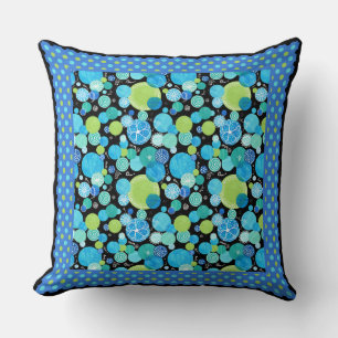 Mix'n'Match Patterns Quirky Blue Moons, Polka Dots Cushion