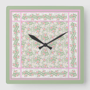 Mix'n'Match Pink Dogrose Patterns Wall Clock