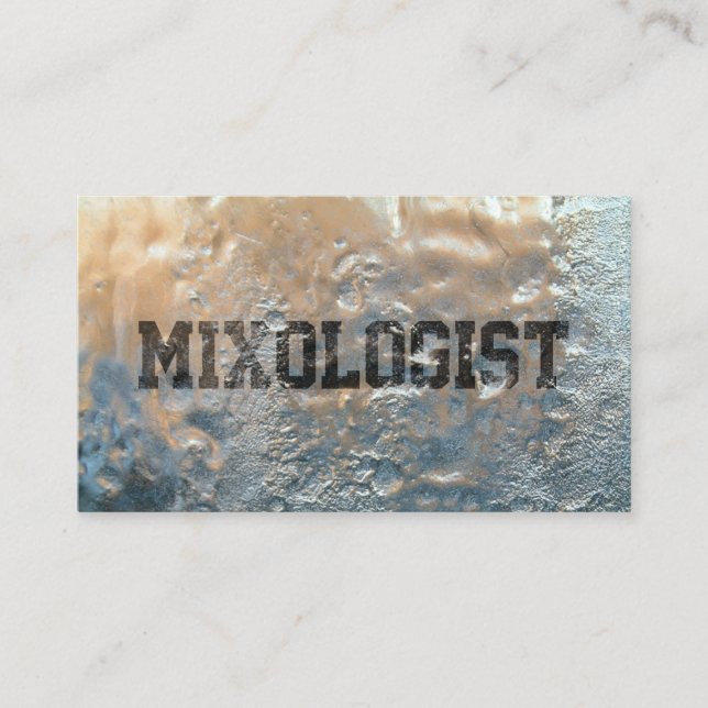 Mixologist Creative Frozen Ice Typography Business Card (Front)