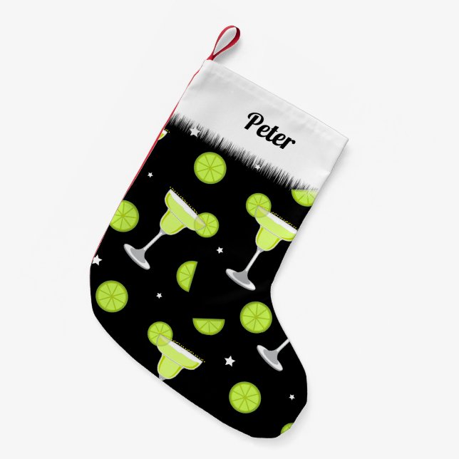 Mixologist Margarita Cocktail Small Christmas Stocking (Front (Hanging))