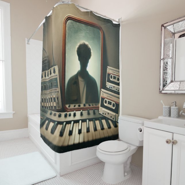 Mixtape for After the Math Shower Curtain (In Situ)