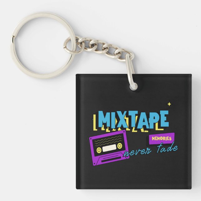 Mixtape Memories Retro Cassette Nostalgia Key Ring (Front)