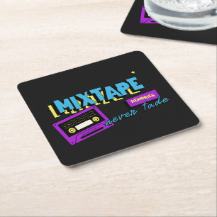 Mixtape Memories Retro Cassette Nostalgia Square Paper Coaster