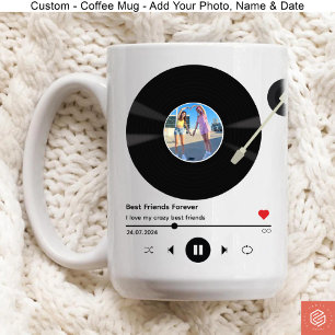 Mixtape Vinyl Record with Photo Bestie Birthday Coffee Mug