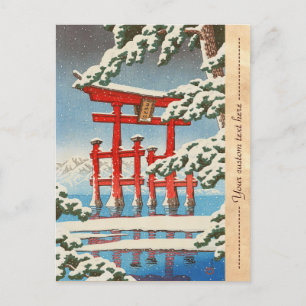 Miyajima in Snow Hasui Kawase shin hanga art Postcard