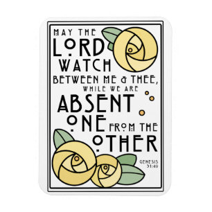 Mizpah Blessing Yellow Roses Art Nouveau Style Magnet