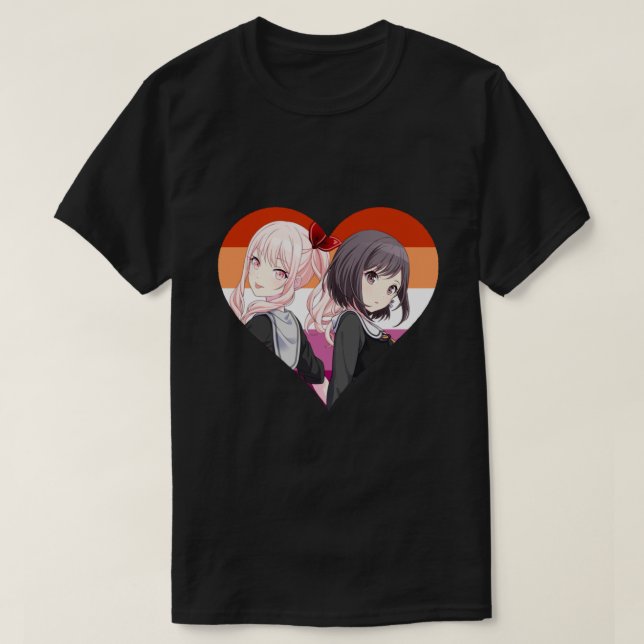 Mizuki  Ena Lesbian Heart Sticker T-Shirt (Design Front)