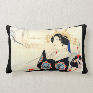 Mizuno Toshikata 水野年方, Courtesan - Asian Art Lumbar Cushion