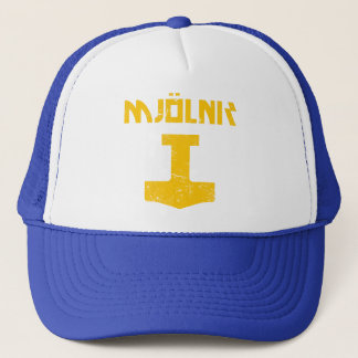 mjolnir_golden_destroyed trucker hat