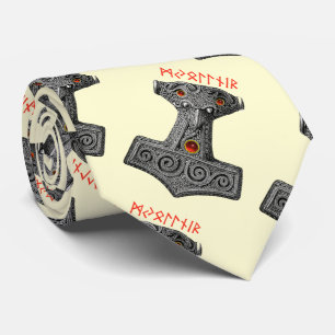 MJOLNIR Hammer of Thor Viking Mythology Ivory Tie