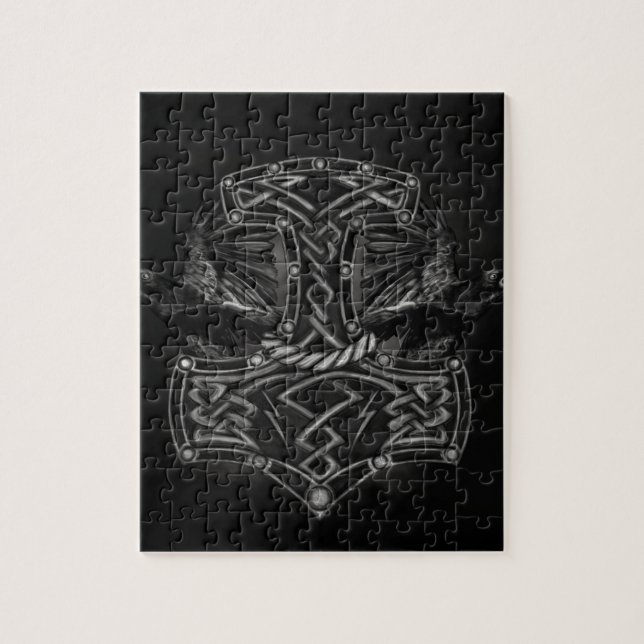 Mjolnir - The hammer of Thor and Ravens Jigsaw Puzzle (Vertical)