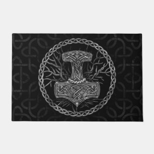 Mjolnir - The hammer of Thor and Tree of life Doormat
