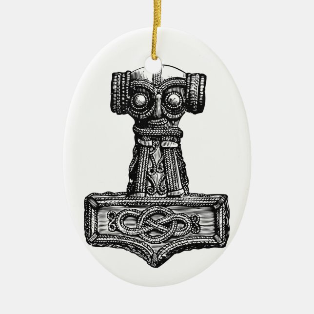 Mjolnir: Thor's Hammer Ceramic Ornament (Front)