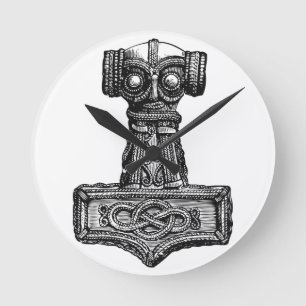 Mjolnir: Thor's Hammer Round Clock