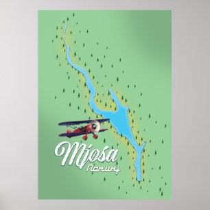 Mjøsa Norway lake map Poster
