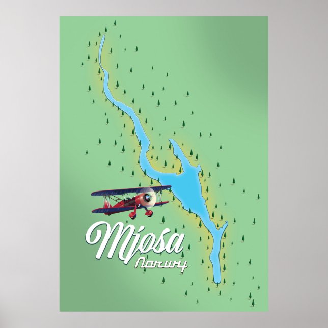 Mjøsa Norway lake map Poster (Front)