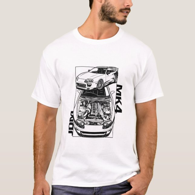 MK4 Legend - 2JZ Technical Engine Art T-Shirt (Front)