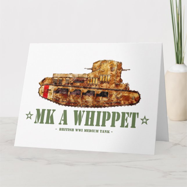 MK A Whippet World War One British Medium Tank WWI Thank You Card (Front)
