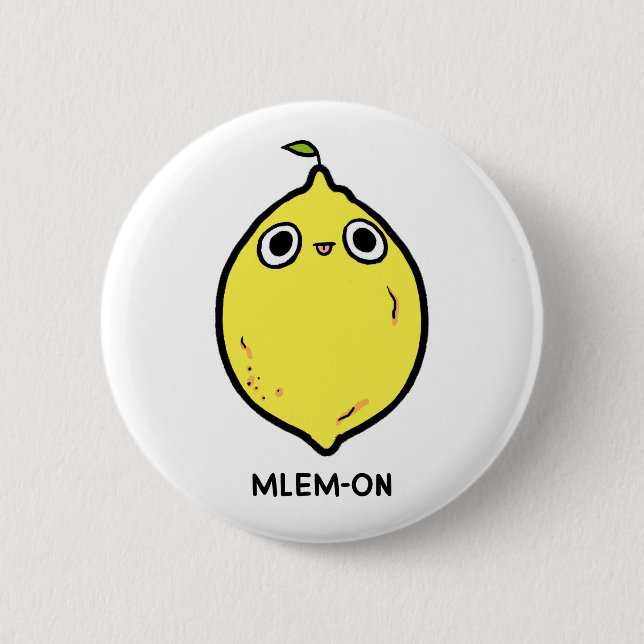  Mlem-on Funny Lemon Fruit Pun Button Pin (Front)