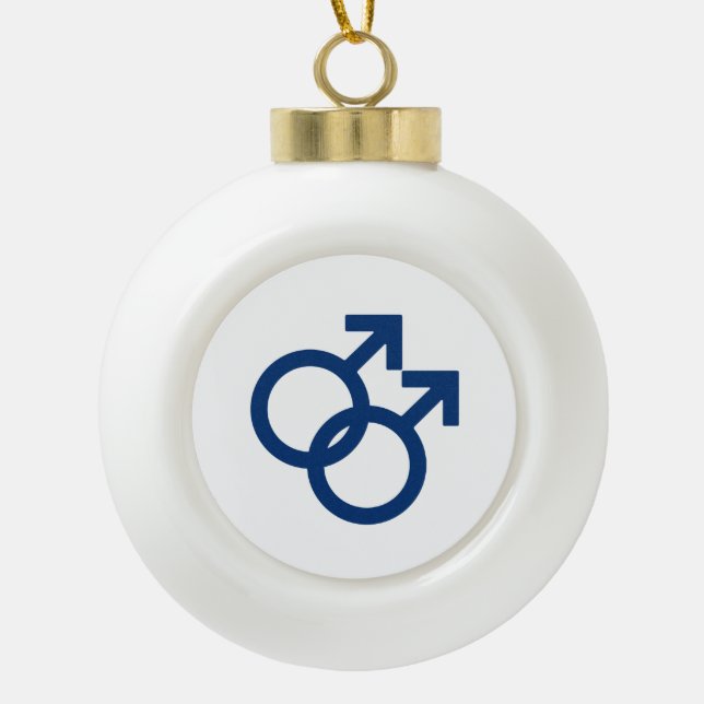 MLM Gay Men Gender Symbol Ceramic Ball Christmas Ornament (Front)