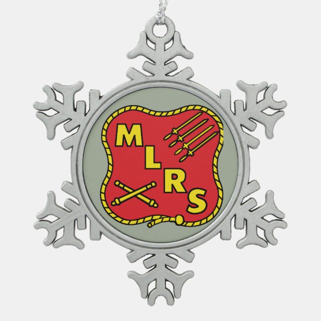 MLRS Field Artillery Snowflake Pewter Christmas Ornament (Front)