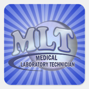 MLT FunBlue LOGO - MEDICAL LABORATORY TECHNICIAN Square Sticker