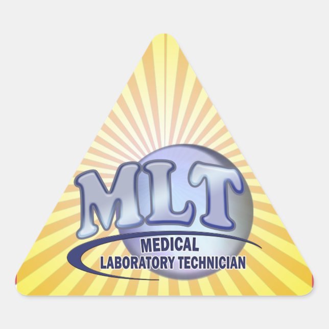 MLT FunBlue LOGO - MEDICAL LABORATORY TECHNICIAN Triangle Sticker (Front)