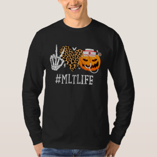 MLT Medical Laboratory Technician Peace Love Pumpk T-Shirt