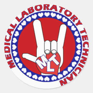 MLT MEDICAL LABORATORY TECHNOLOGIST I LOVE ASL CLASSIC ROUND STICKER