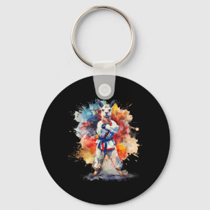 MMA Alpaca Watercolor Taekwondo Judo Kickboxing Key Ring
