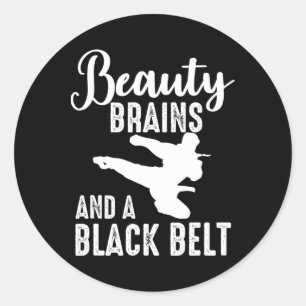 Mma Beauty Brains And A Black Belt Female Karate F Classic Round Sticker