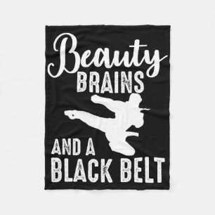 Mma Beauty Brains And A Black Belt Female Karate F Fleece Blanket