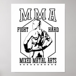MMA "Fight Hard" Kämpfer Poster