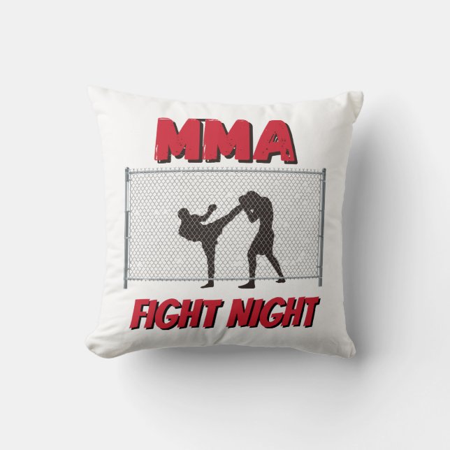 MMA Fight Night text and Silhouette of Two Fighter Cushion (Front)
