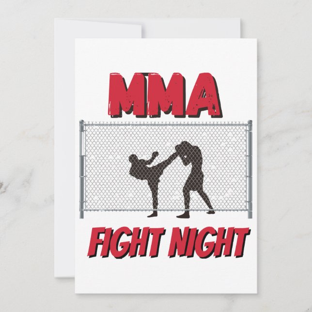 MMA Fight Night text and Silhouette of Two Fighter Invitation (Front)