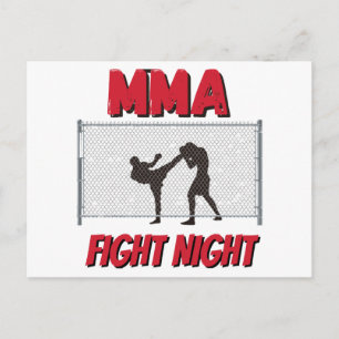 MMA Fight Night text and Silhouette of Two Fighter Postcard