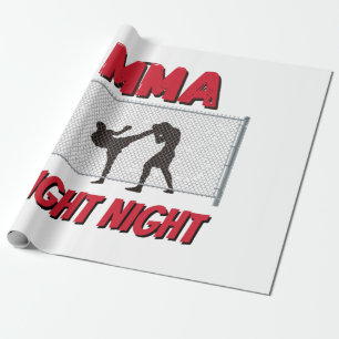 MMA Fight Night text and Silhouette of Two Fighter Wrapping Paper