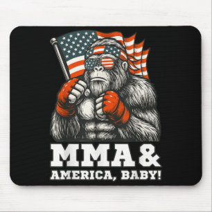 MMA Fighter Bigfoot USA Patriotic American Flag Mouse Pad